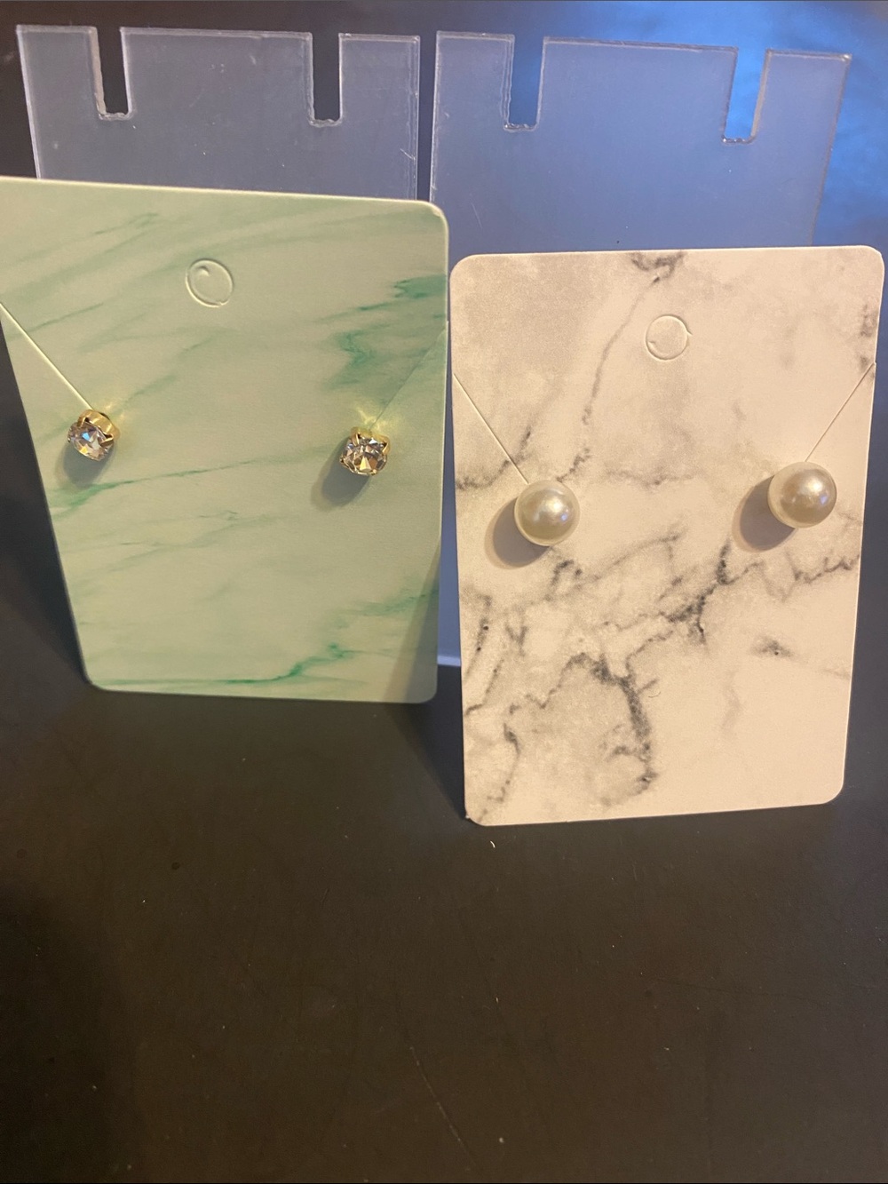 Set of Two Stud Earring Pairs - Clear Crystal & Pearl